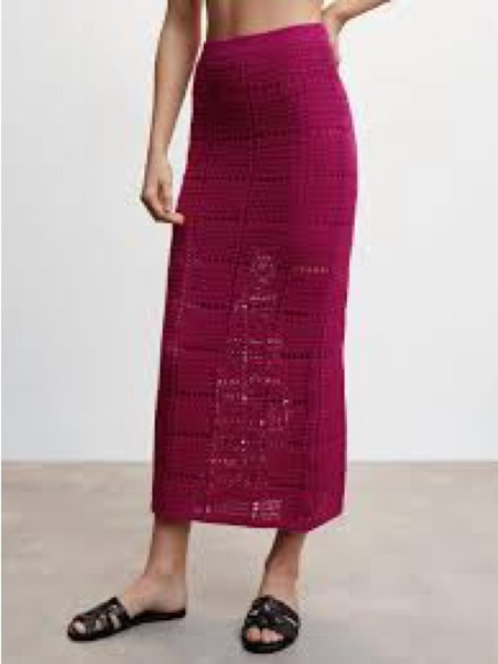 Mango Midi Skirt in Bright Fuchsia